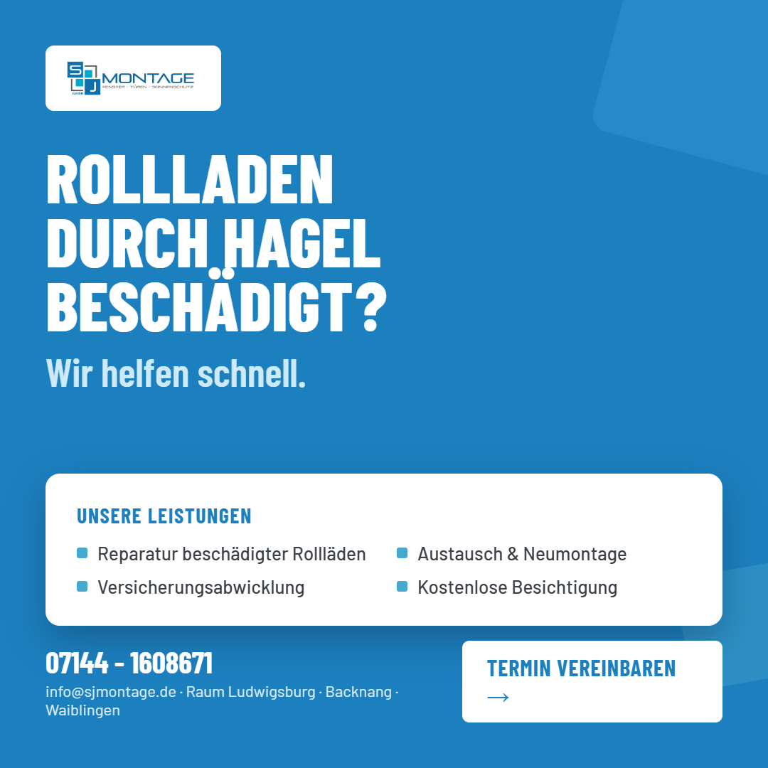 Hagelschäden an Rollladen und Fenstern im Raum Mar